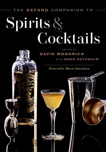 Book cover featuring cocktail glassware and a vintage spirits bottle.