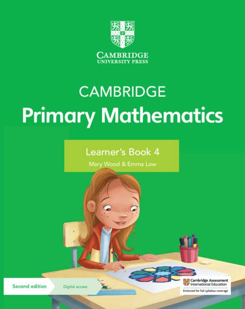Cambridge Primary Mathematics Learner's Book 4 cover with a girl doing homework.