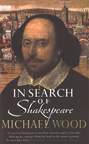 Book cover featuring a portrait of William Shakespeare against a city backdrop.