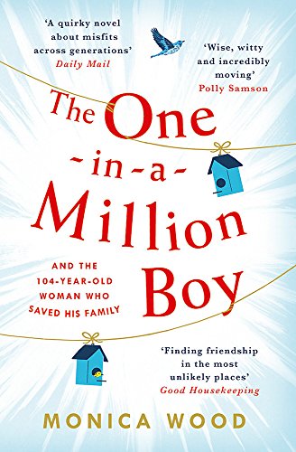 Book cover with red title, blue birdhouses, and light blue background.