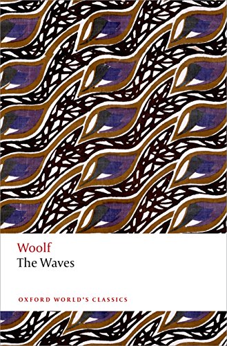 Book cover of The Waves by Virginia Woolf with a repeating abstract leaf pattern.