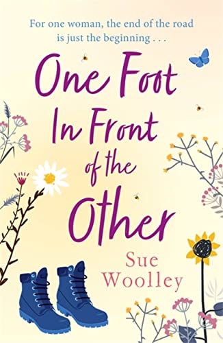 Book cover with blue boots, flowers, and handwritten-style title text.