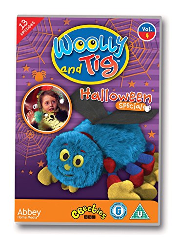 “Woolly & Tig” Halloween DVD cover with characters and spooky decorations.