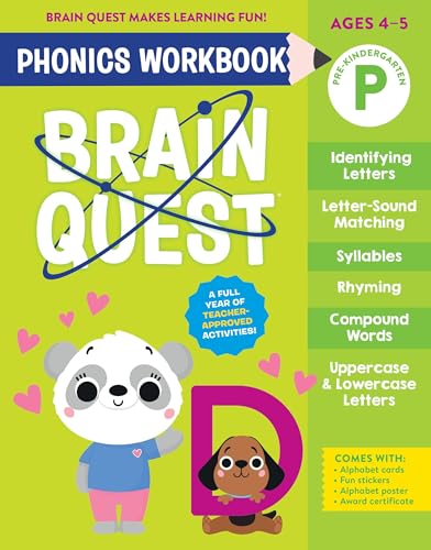 Brain Quest Phonics workbook cover with panda, dog, and letter "D".