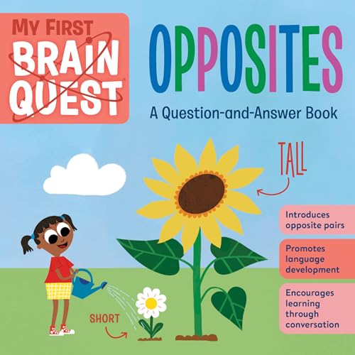 Book cover with illustrations of a girl, sunflowers, and the word "OPPOSITES".