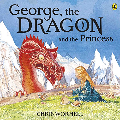 Book cover: red dragon, blonde princess, and a picnic scene.