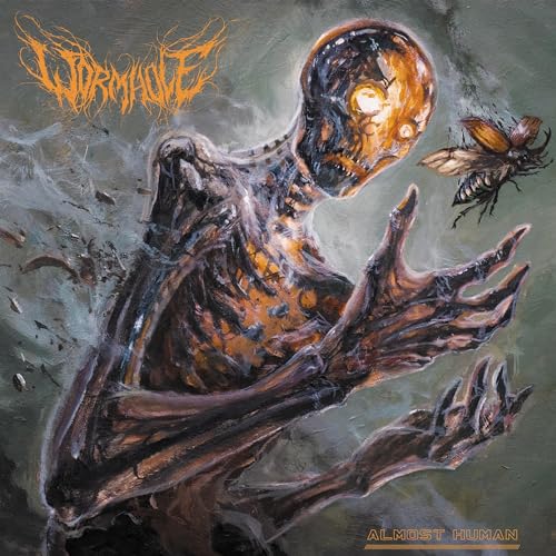 Dark album cover featuring a decaying, insect-like humanoid figure.