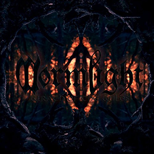 Wormlight album cover: dark forest framing fiery, mirrored text and figure.