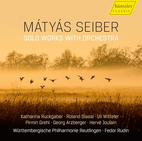 CD cover for Mátyás Seiber’s “Solo Works With Orchestra” featuring birds in flight.