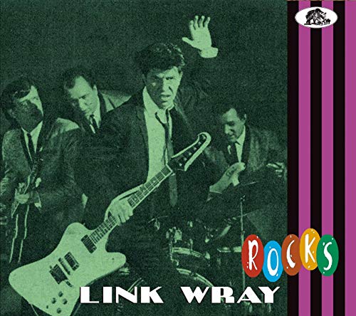 CD cover for Link Wray’s “Rocks” featuring a band playing instruments.