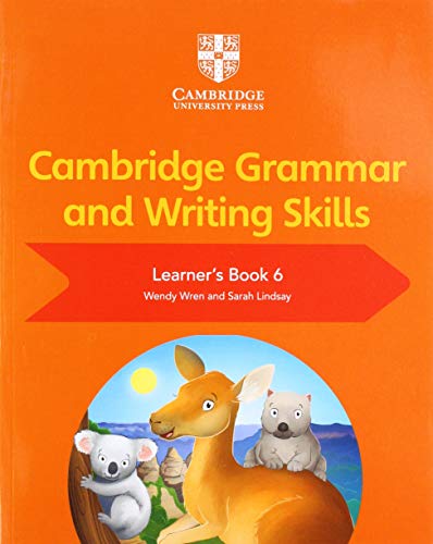 Orange textbook cover with animal illustrations and “Cambridge Grammar and Writing Skills.”