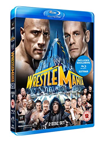Wrestlemania 29 Blu-ray case featuring The Rock and John Cena.