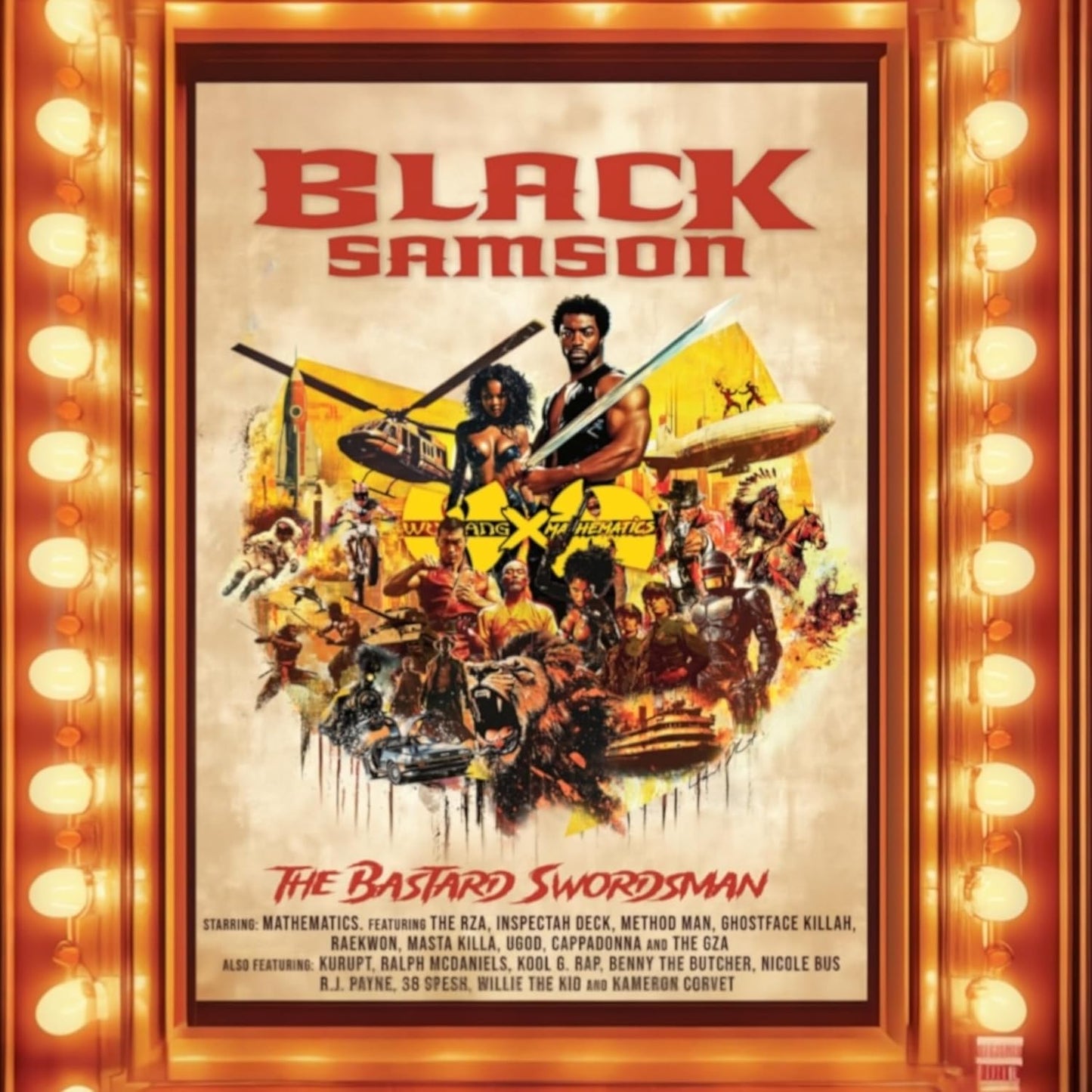 Vinyl cover art featuring Black Samson and Wu-Tang Clan imagery framed by light bulbs.