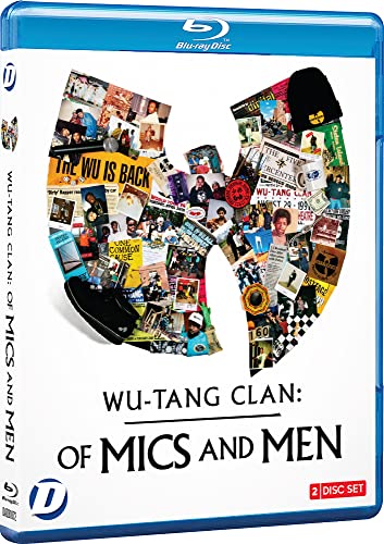 Blu-ray case for "Wu-Tang Clan: Of Mics And Men" documentary, collage design.