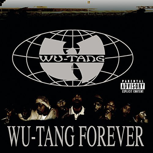 Wu-Tang Forever album cover with group members and a world map logo.