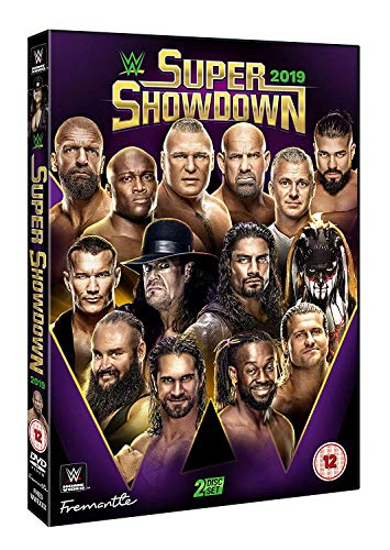 WWE Super Showdown 2019 DVD cover featuring multiple professional wrestlers.