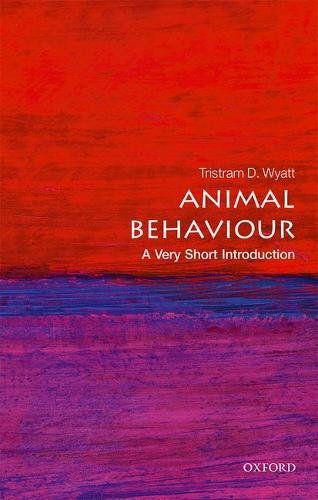 Book cover: "Animal Behaviour" by Tristram D. Wyatt, red and purple abstract design.