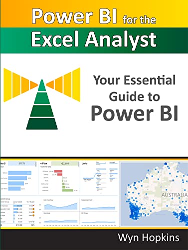 Book cover for “Power BI for the Excel Analyst” with data visualizations.