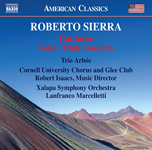 "CD cover with mountain landscape and text listing musical compositions and performers."