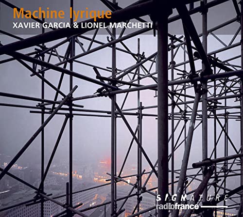 CD cover: complex scaffolding against a cloudy sky.