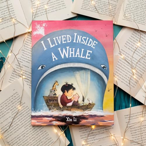 Book cover: child reading in a boat inside a blue whale’s mouth.