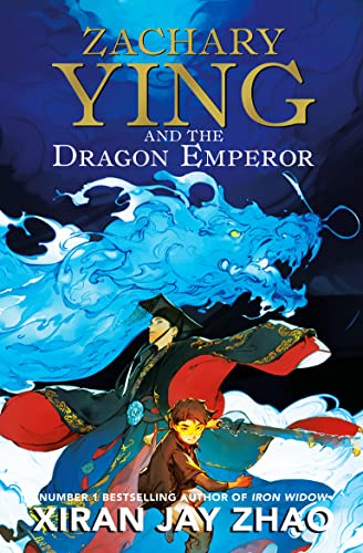 Book cover featuring a boy and an emperor with a large blue dragon spirit.