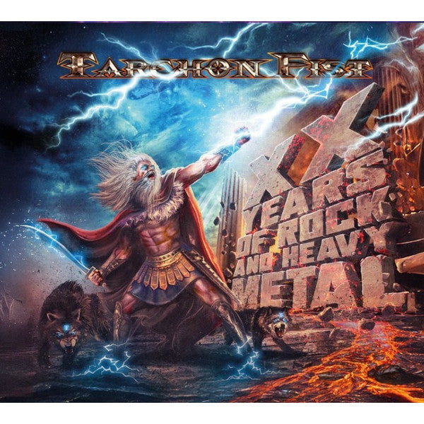CD cover: Norse god with hammer, lightning, and “Xx Years of Rock”.