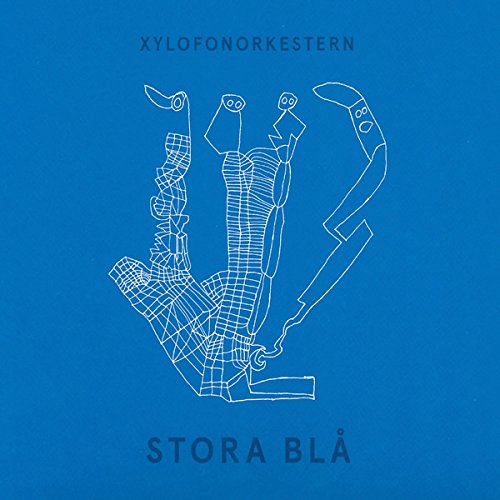 A blue album cover with a white line drawing of a xylophone.
