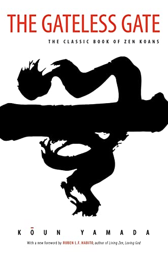 Book cover: "The Gateless Gate" with a black ink wash illustration of a figure.