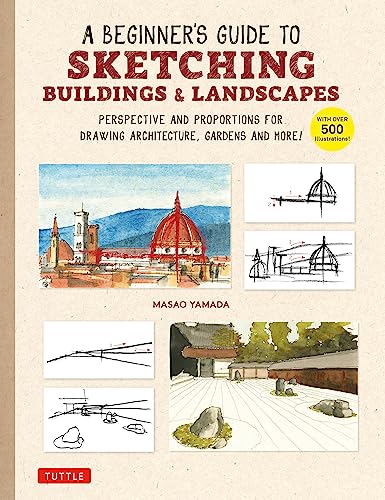 Book cover with watercolor sketches of buildings, landscapes, and perspective diagrams.