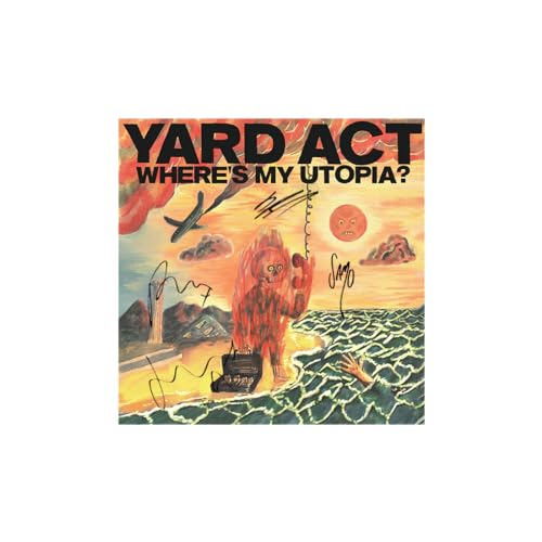 Yard Act album cover: surreal illustration of a bear by the sea.