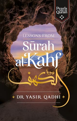 Book cover with a cave opening and text: "Lessons from Surah al-Kahf".