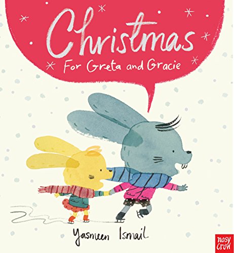 Book cover: two animal figures walking in winter, title "Christmas for Greta and Gracie".
