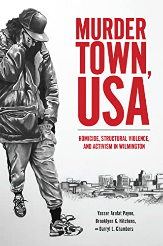 Book cover: sketch of a person in a hoodie, "Murder Town, USA" title.