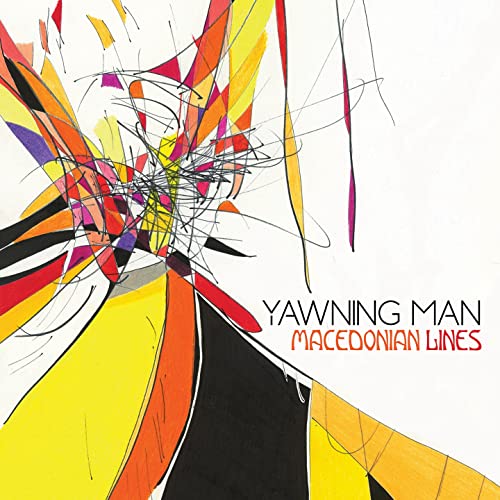 CD cover for Yawning Man’s “Macedonian Lines” with abstract, colorful lines.