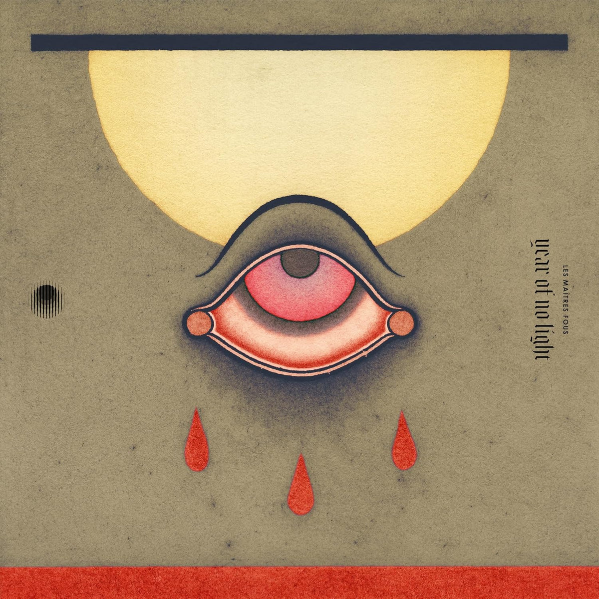 CD cover: Beige background with a large red eye and three teardrops.