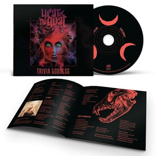 Year of the Goat Trivia Goddess CD album art, disc, and open lyric booklet.