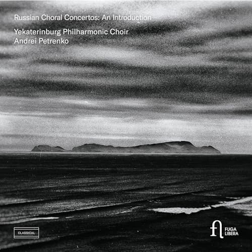 CD cover: grayscale landscape with text “Russian Choral Concertos” and choir name.