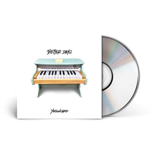 Yellowcard's "Better Days" CD case with a piano image and silver disc.