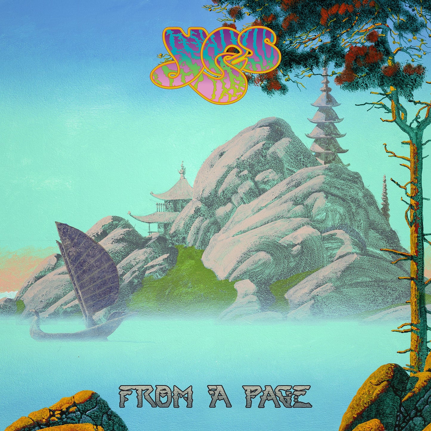 Album cover for Yes’ “From A Page” featuring a painted landscape and boat.
