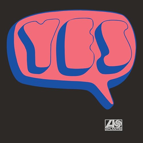 The word YES in pink letters with blue outlines inside a speech bubble on black.
