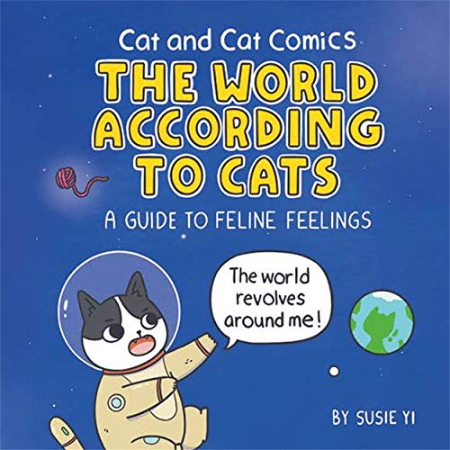 Book cover with cartoon cat astronaut and Earth, titled “The World According to Cats.”