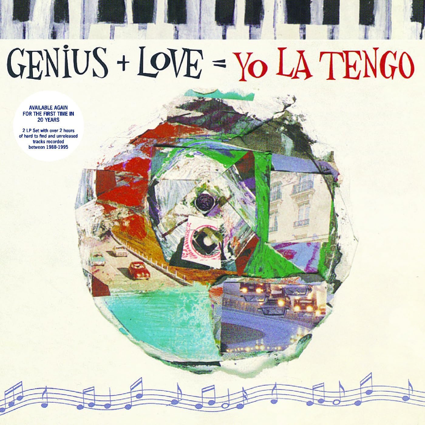 Yo La Tengo album cover: colorful collage with text and musical notes.