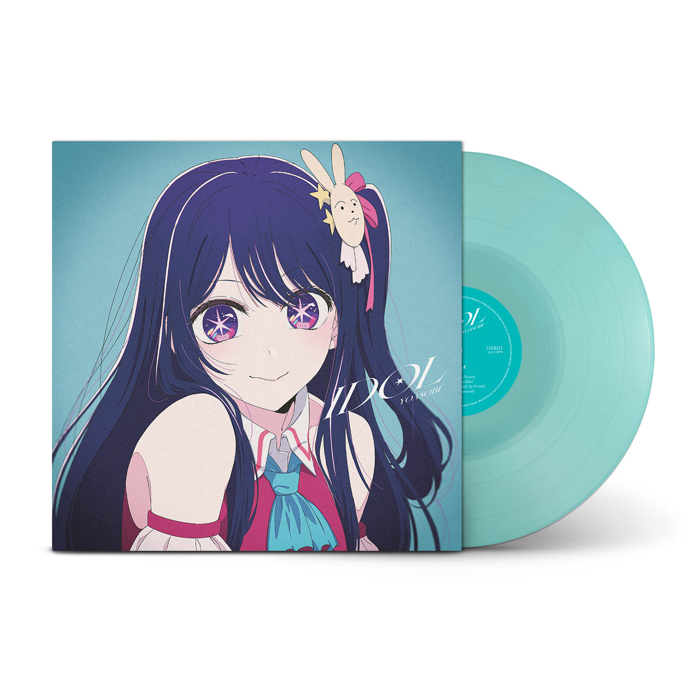 Yoasobi “IDOL” vinyl record featuring anime character artwork.