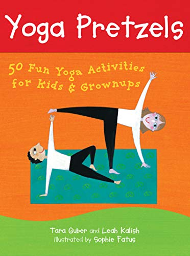Yoga Pretzels" book cover with illustration of two people in a yoga pose.