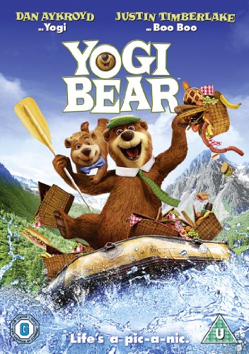 Yogi Bear and Boo Boo on a boat with picnic baskets.