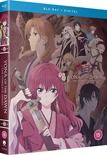 Yona of the Dawn" Blu-ray case featuring anime characters and a red-haired woman.
