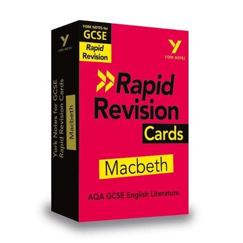 Red and black box of York Notes Rapid Revision Cards for Macbeth.