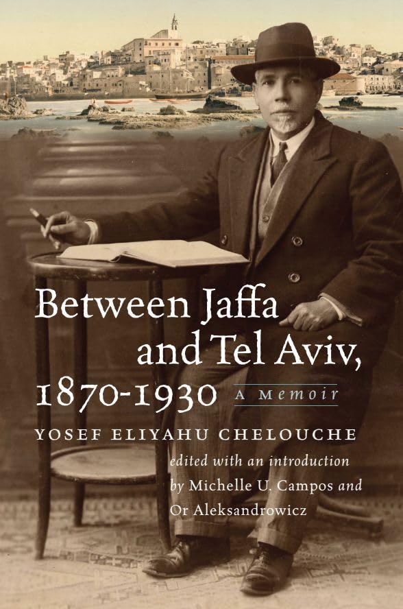 Book cover: portrait of a man in a hat, old city background.