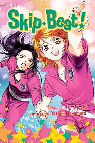 Manga cover featuring two surprised characters holding hands, colorful background.